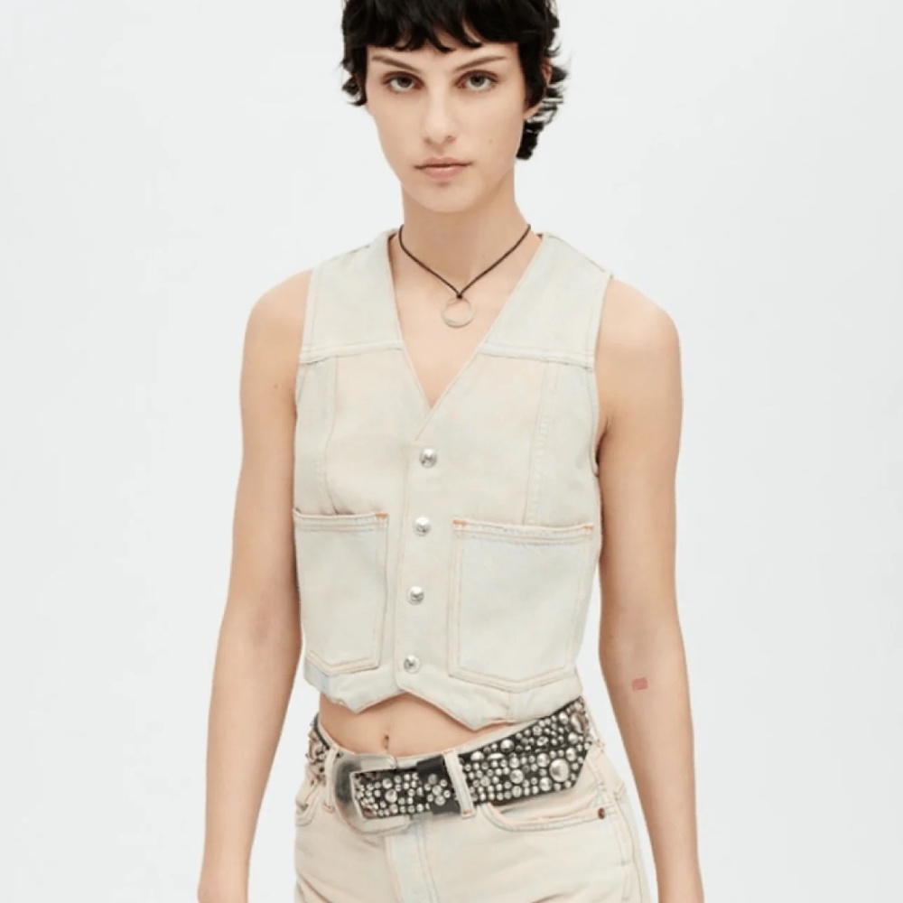 RE/DONE Natural Sedona Denim Vest Size M NWT $395